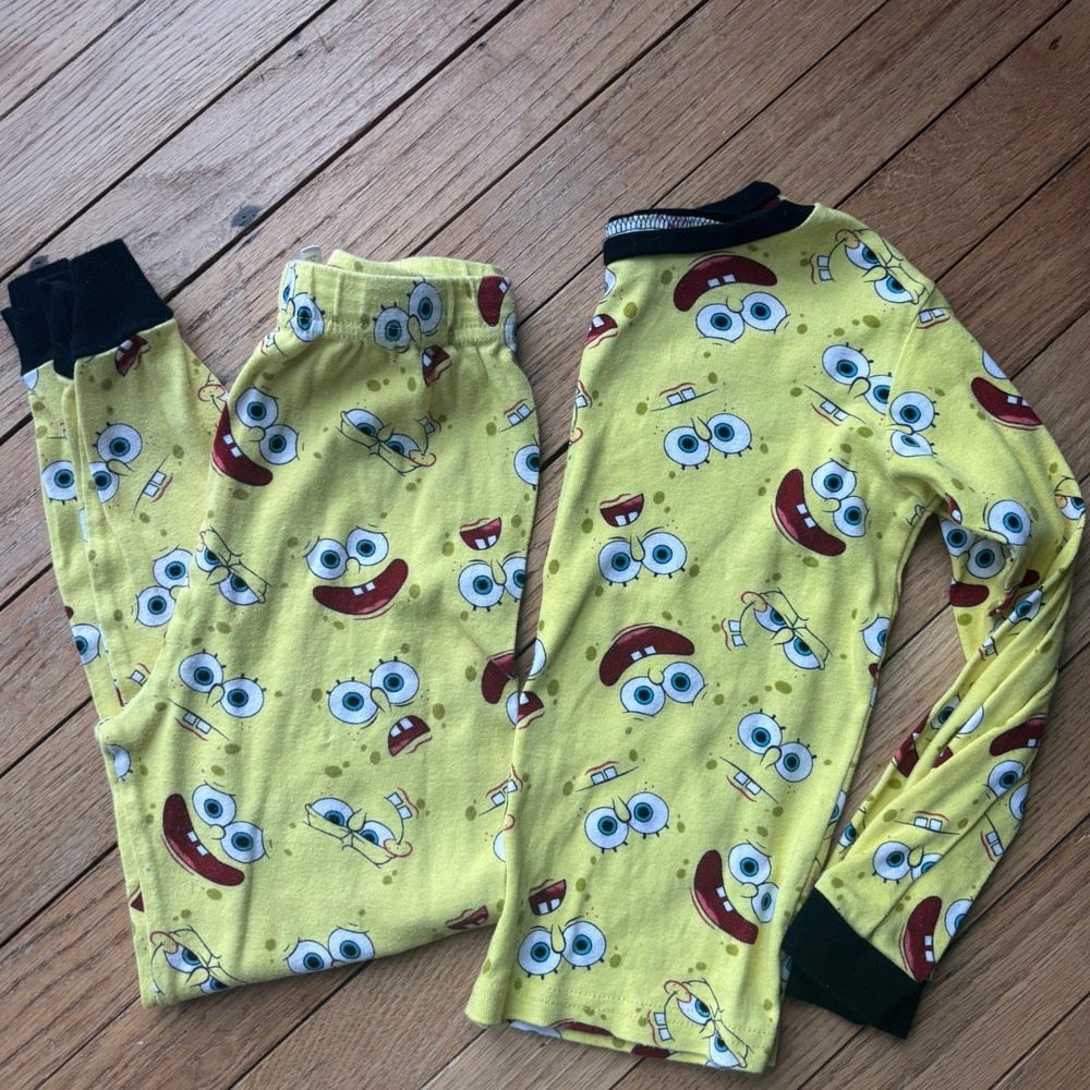 Kids Spongebob Squarepants Pajamas Set Long Sleeve Pants Size 8 Nickelodeon‎